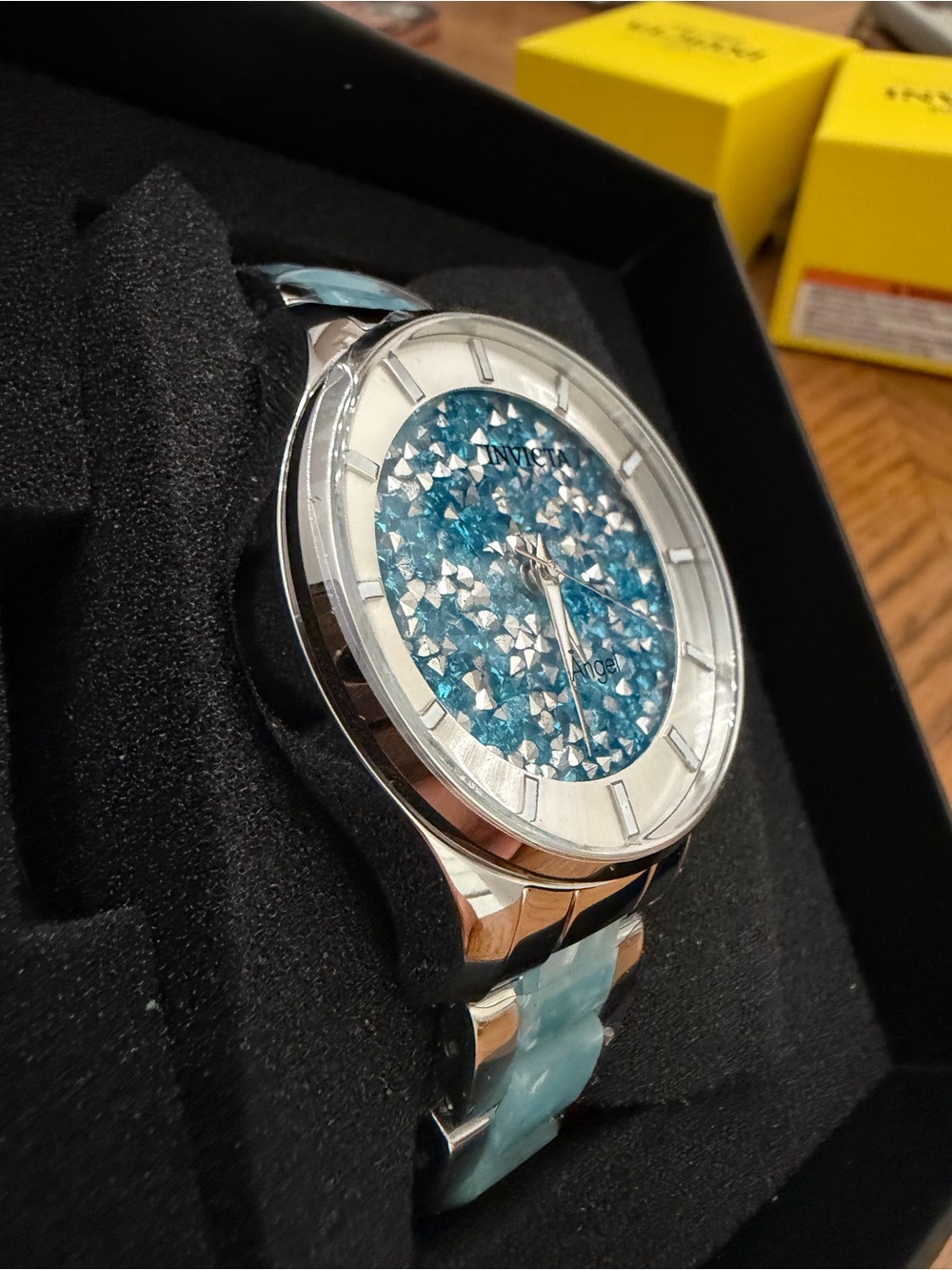 Invicta Angel Pavine Women's Light Blue Crystal Dial Stainless Watch - Picture 2 of 6